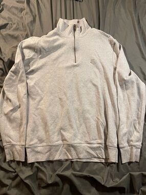 Burberry Light Gray Zip-Up Pullover Sweater